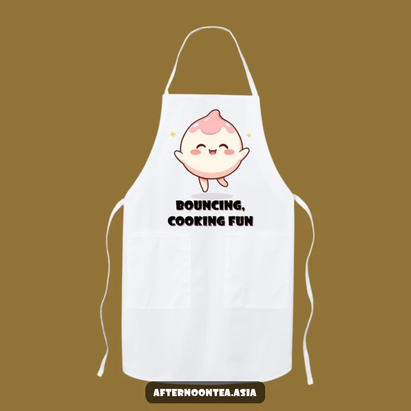 Funny Kawaii Mochi Apron: Bouncing in the Kitchen, Chef Gift