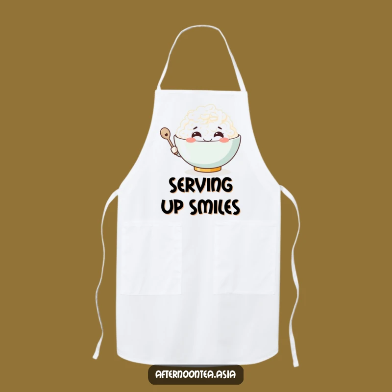 Funny Kawaii Rice Bowl Apron: Smiling Chef, Kitchen Gift