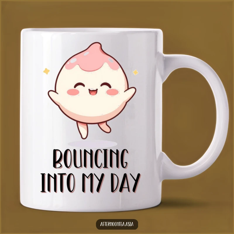 Funny Kawaii Mochi Mug: Bouncing with Joy, Perfect Playful Gift