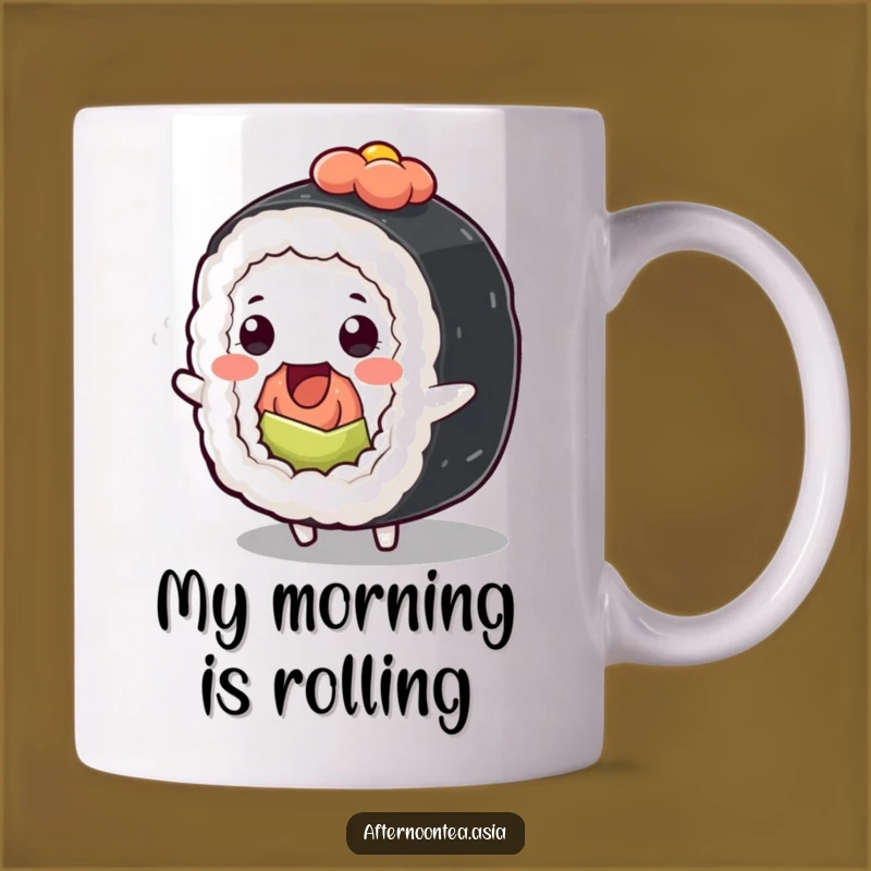 Funny Kawaii Sushi Roll Mug: A Wiggling Delight, Perfect Funny Gift