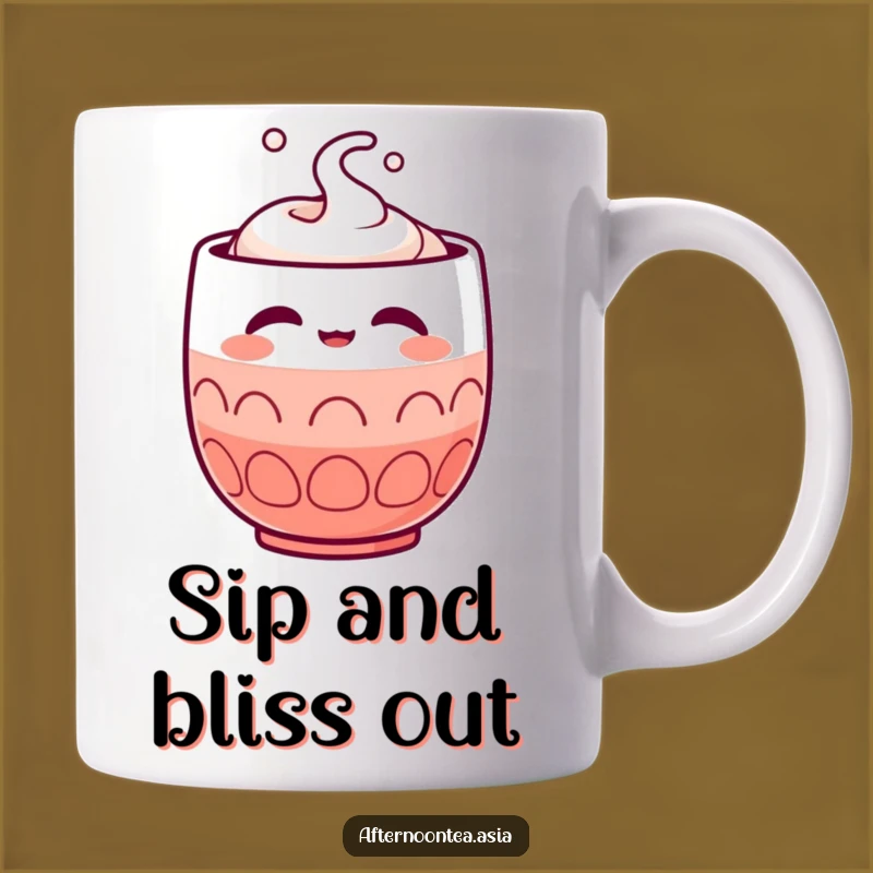 Funny Kawaii Sake Cup Mug: Satisfied Bliss, Perfect Funny Gift