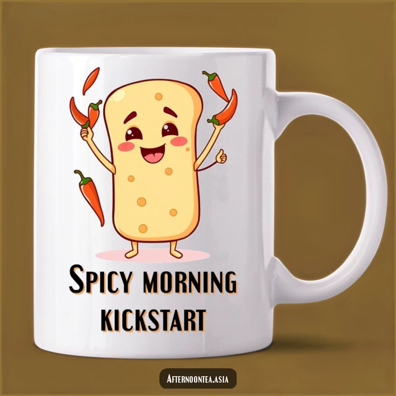 Funny Naan Lover Mug: Happy Juggling Bread, Spicy and Funny Gift