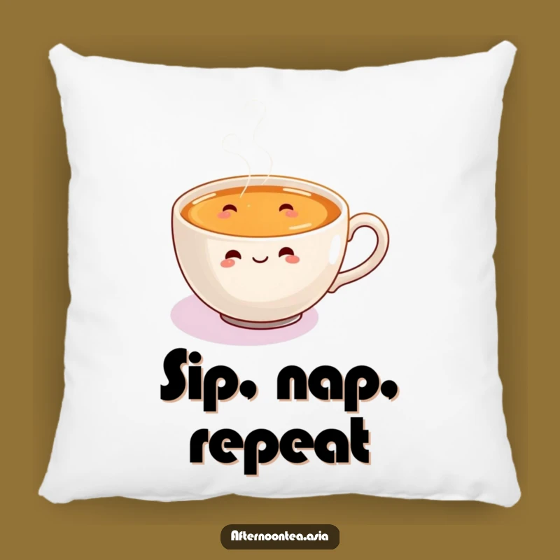 Funny Chai Pillow: Joyful Steaming Cup Comfort, Adorable Funny Gift Accent