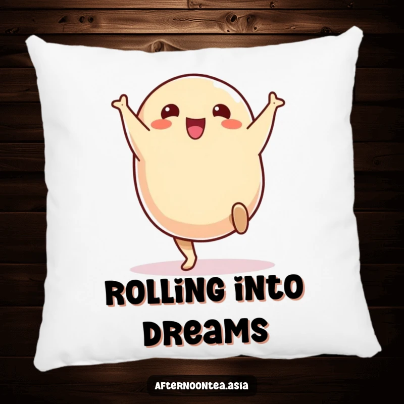 Funny Pillow featuring a cheerful samosa character doing a cute and energetic cartwheel.