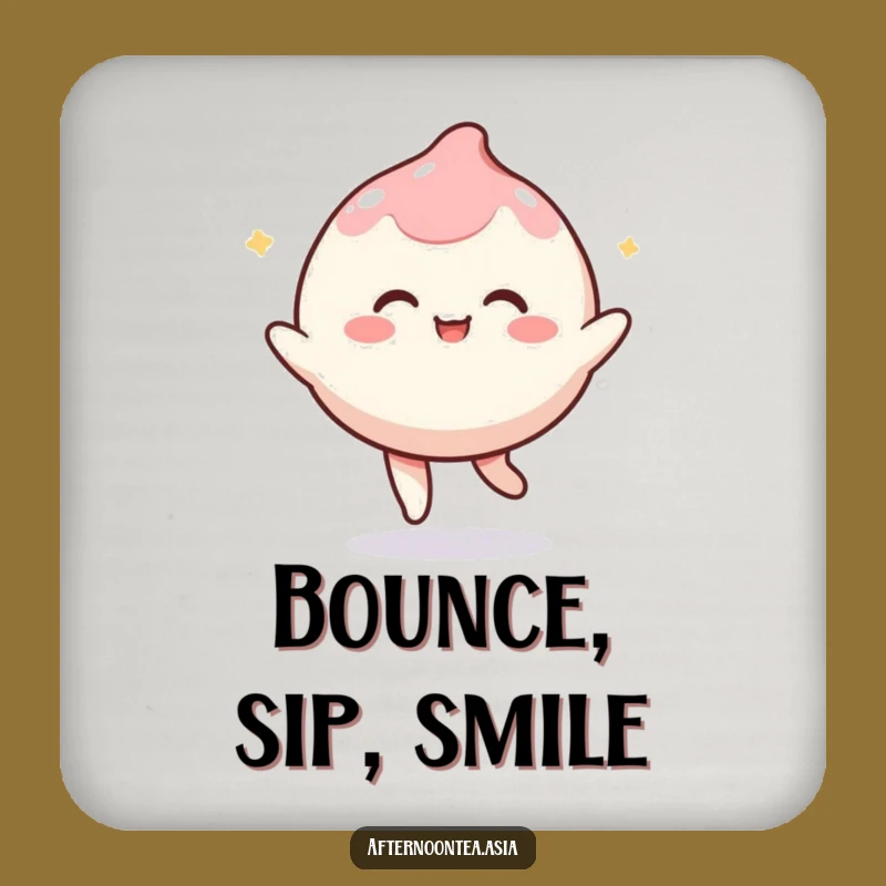 Funny Kawaii Mochi Coaster: Bouncing Fun, Surface Protection Gift