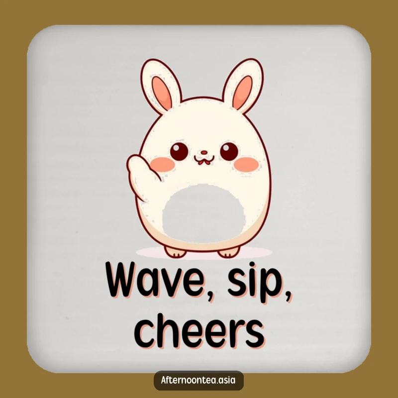 Funny Kawaii Bao Bun Coaster: Waving Hello, Surface Protection Gift