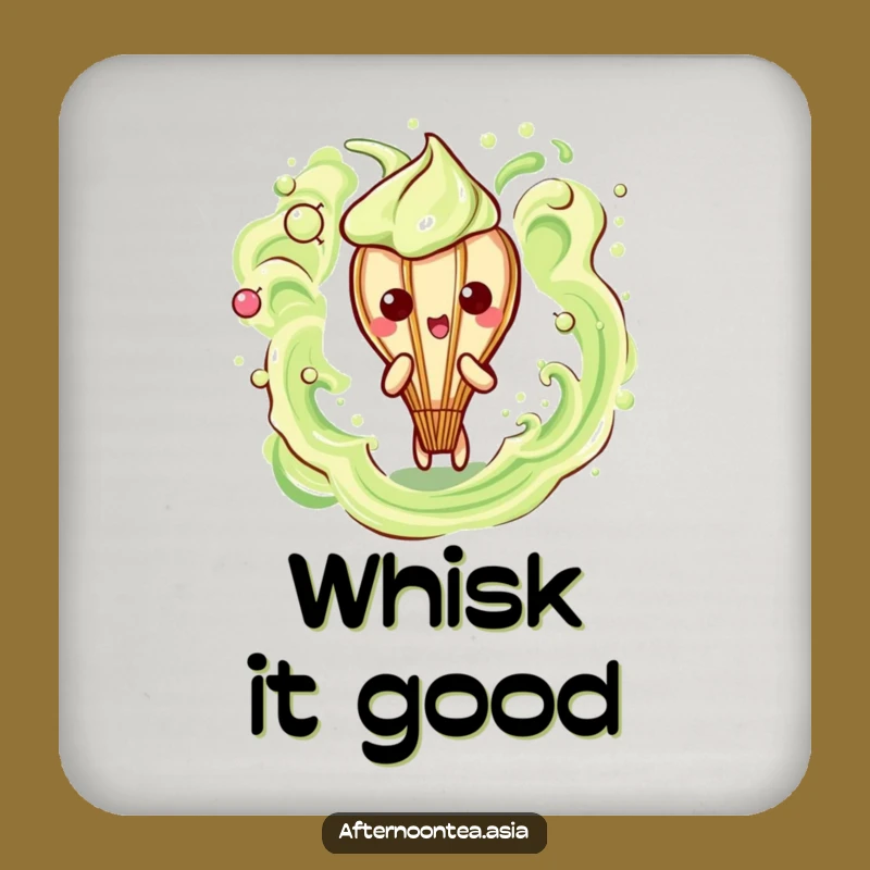 Funny Kawaii Matcha Whisk Coaster: Frothy Style for Drinks, Housewarming Gift