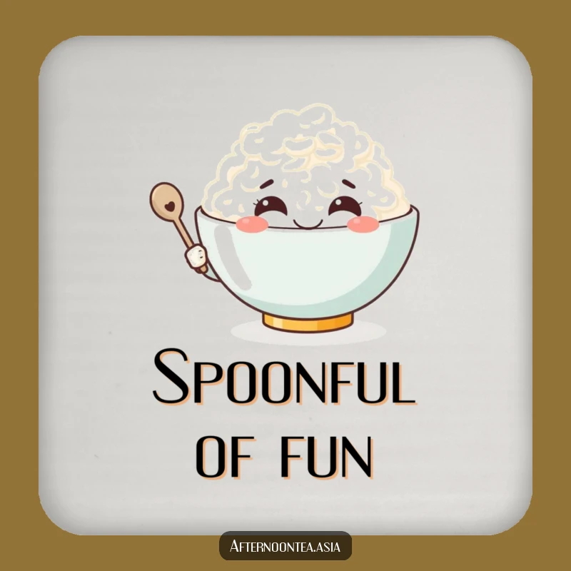 Funny Kawaii Rice Bowl Coaster: Smiling Protection, Housewarming Gift