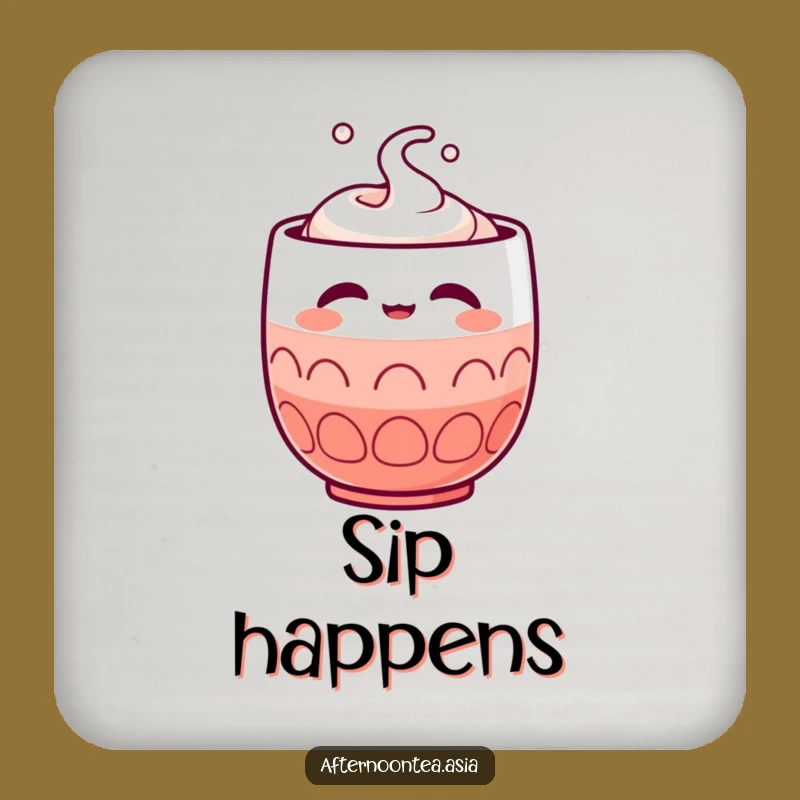 Funny Kawaii Sake Cup Coaster: Satisfied Protection, Housewarming Gift