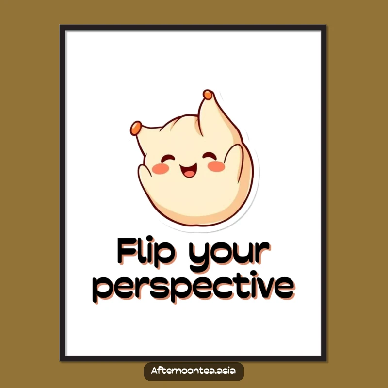 Funny Kawaii Dumpling Poster: Somersaulting Art, Unique Wall Gift