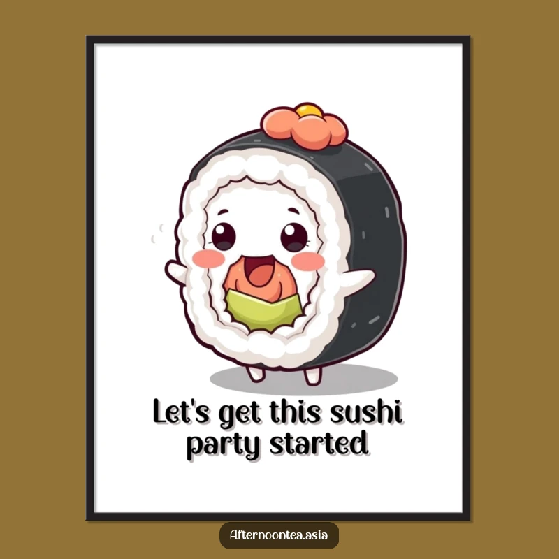 Funny Free Printable Wall Art: Playful Sushi Roll Wiggle, Hilarious Downloadable Decor!