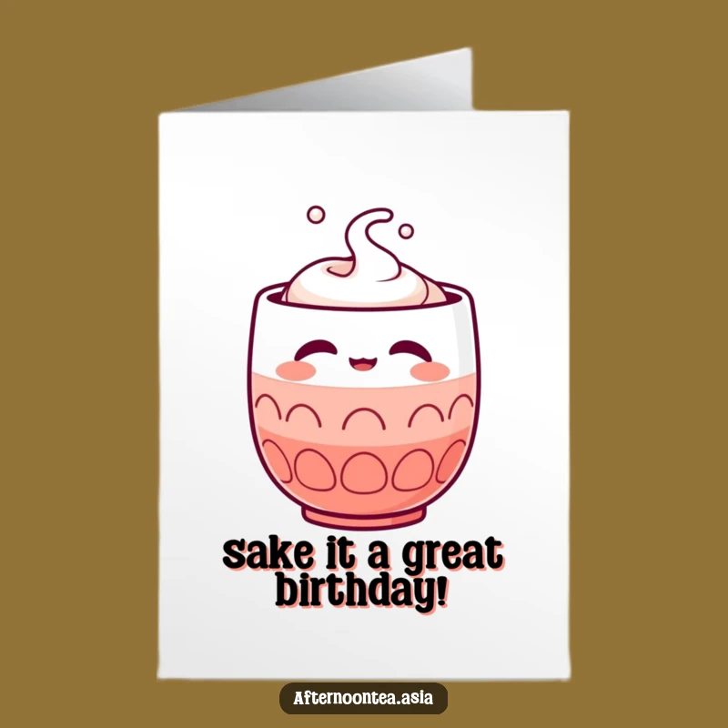 Free Printable Birthday Card: Happy Sake Cup, Relaxed Funny Downloadable Gift!