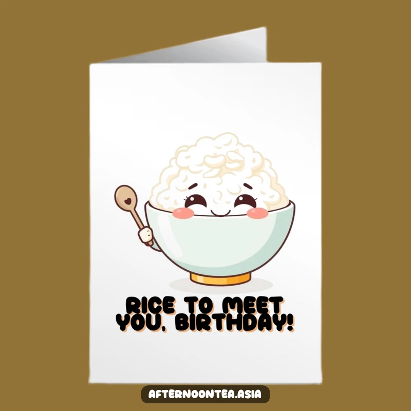 Free Printable Birthday Card: Smiling Rice Bowl, Joyful Funny Downloadable Gift!