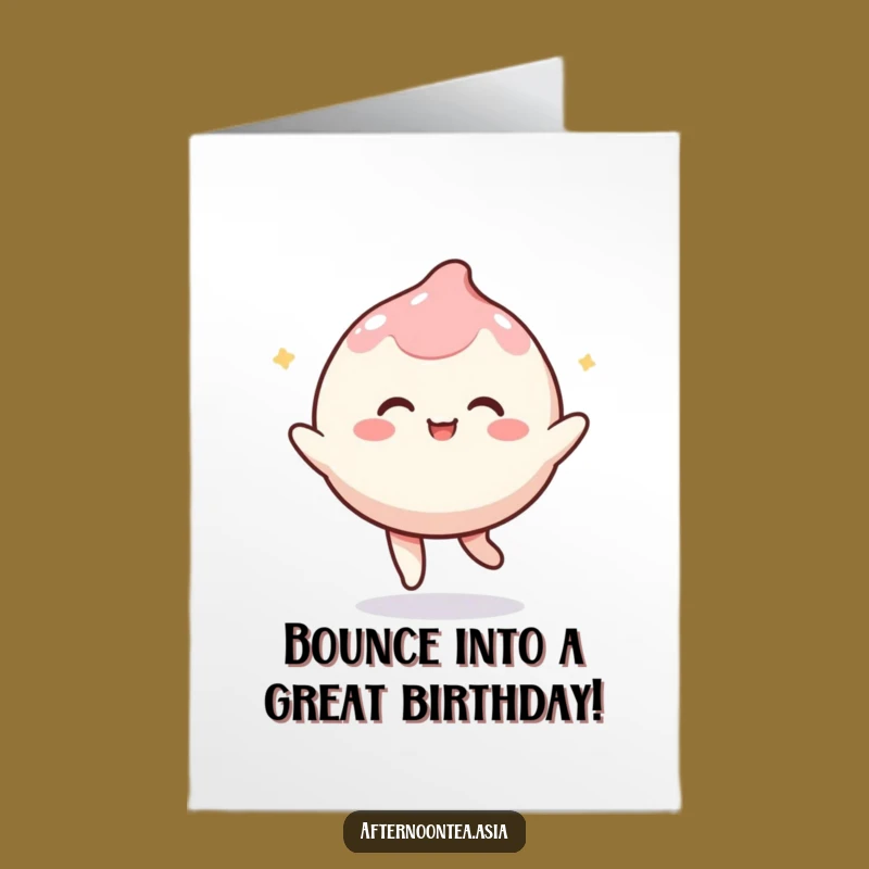 Free Printable Birthday Mochi Card: Kawaii Bouncing Joy, Funny Downloadable Gift