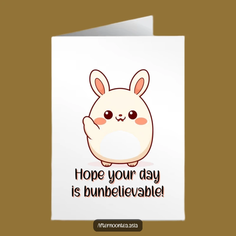 Free Printable Birthday Bao Bun Card: Kawaii Waving Friend, Funny Downloadable Gift