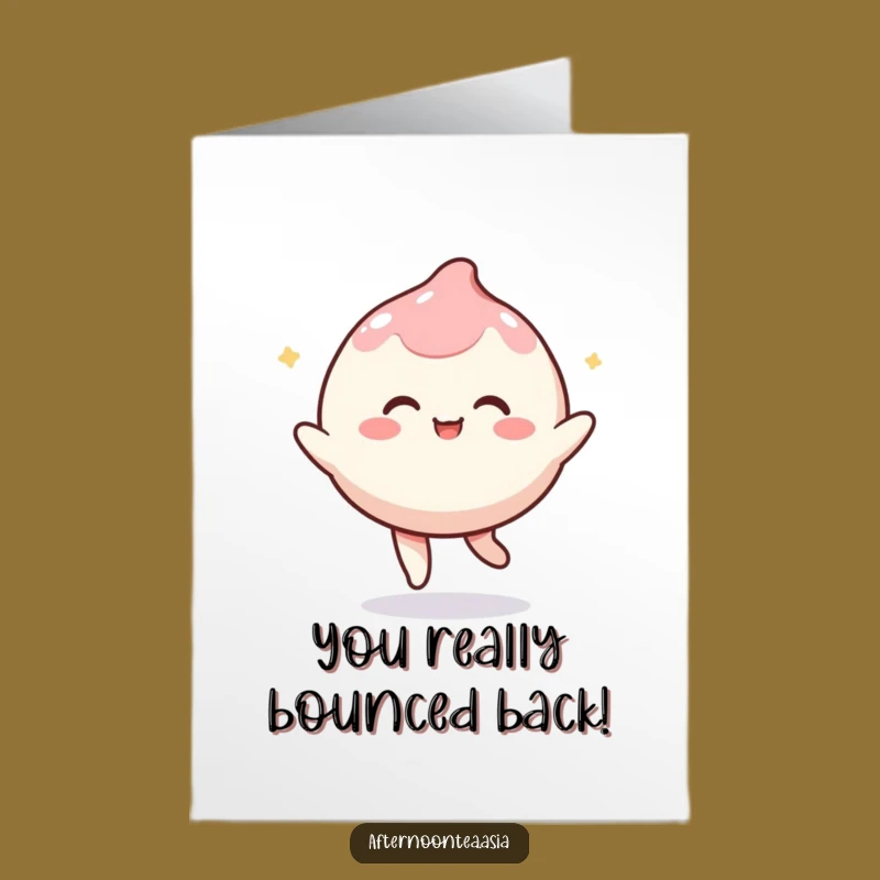 Free Printable Congratulations Mochi Card: Kawaii Bouncing Success, Funny Downloadable