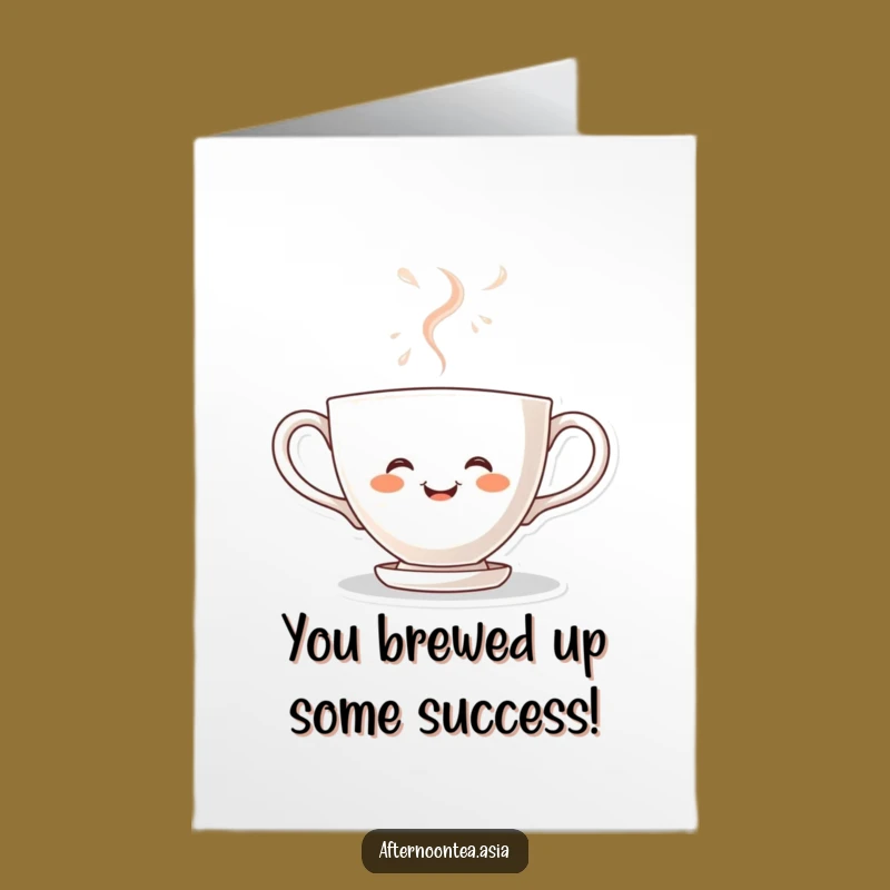 Free Printable Congratulations Teacup Card: Kawaii Steaming Joyful Cup, Funny Downloadable