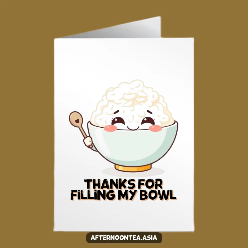 Free Printable Thank You Card: Smiling Rice Bowl, Grateful Downloadable Gift!