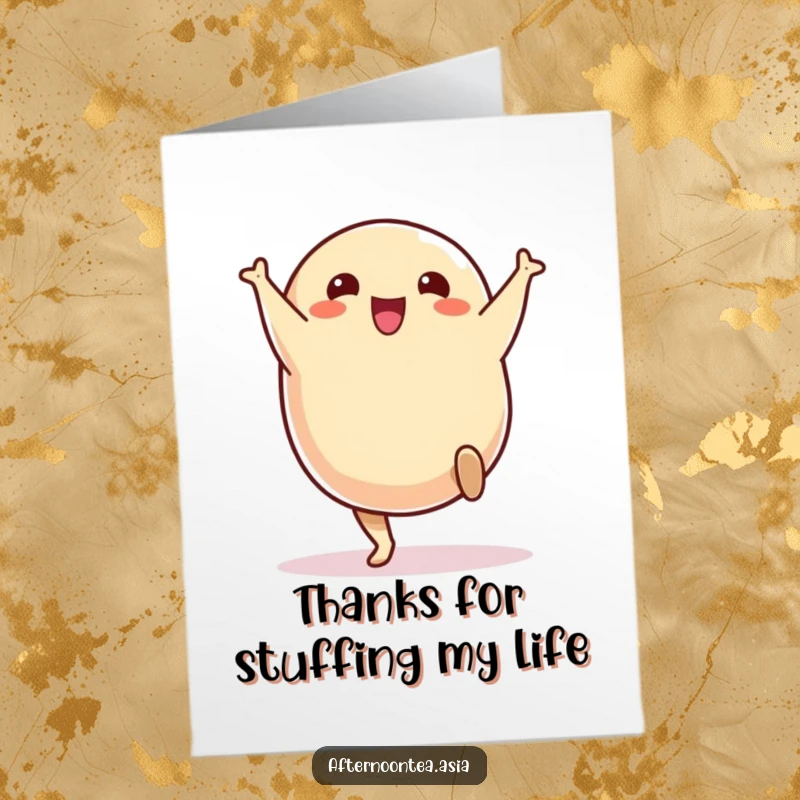 Funny Free Printable Thank You Card with a cheerful samosa doing a delighted cartwheel, perfect for showing appreciation.