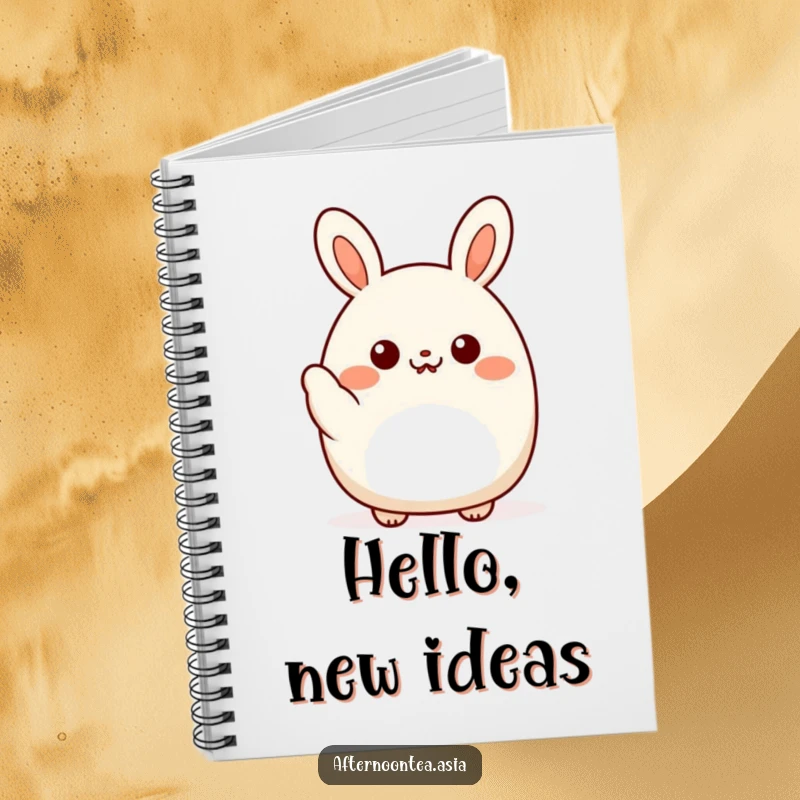 Funny kawaii bao bun character giving a friendly little wave, inspiring creativity in this delightful notebook, a fun gift.